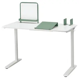 RELATERA desk combination, white/light grey-green, 117x60 cm