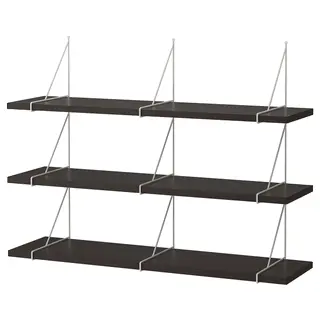 BERGSHULT / PERSHULT wall shelf combination, brown-black/white, 120x30 cm