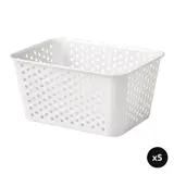PLOGSVÄNG set: storage basket x5, white, 15x20x10 cm