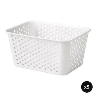 PLOGSVÄNG set: storage basket x5, white, 15x20x10 cm