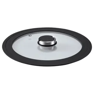 KLOCKREN lid, glass/dark grey, 24/26/28 cm
