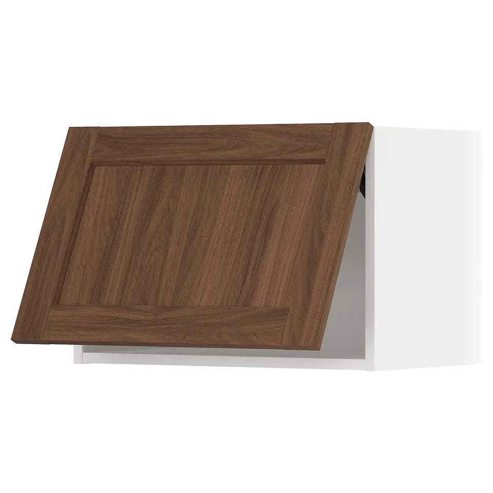 A wooden METOD kitchen cabinet with a walnut finish and a subtle grain texture. It has a rectangular shape and a flat panel design.