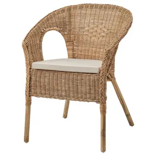 AGEN armchair with cushion, rattan/Norna natural, Depth 56 x Height 79 x Width 58 cm