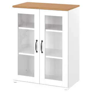 SKRUVBY cabinet with glass doors, white, 70x90 cm