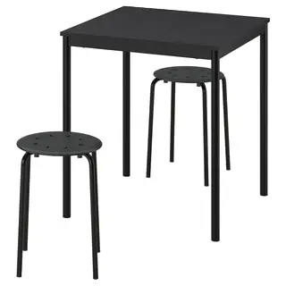 SANDSBERG / MARIUS table and 2 stools, black black/black, 67x67 cm
