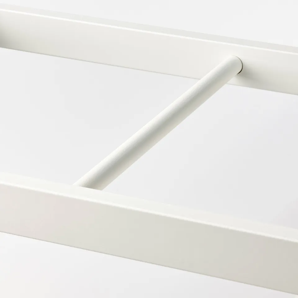 Modern, white clothes rail, part of a wardrobe system, showcasing clean lines and sturdy build.