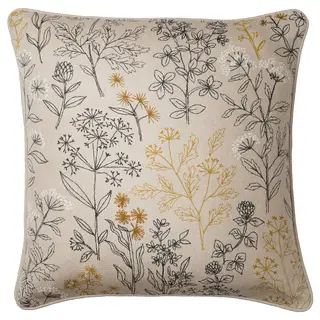 HALLONBUSKE cushion cover, unbleached/floral pattern, 48x48 cm