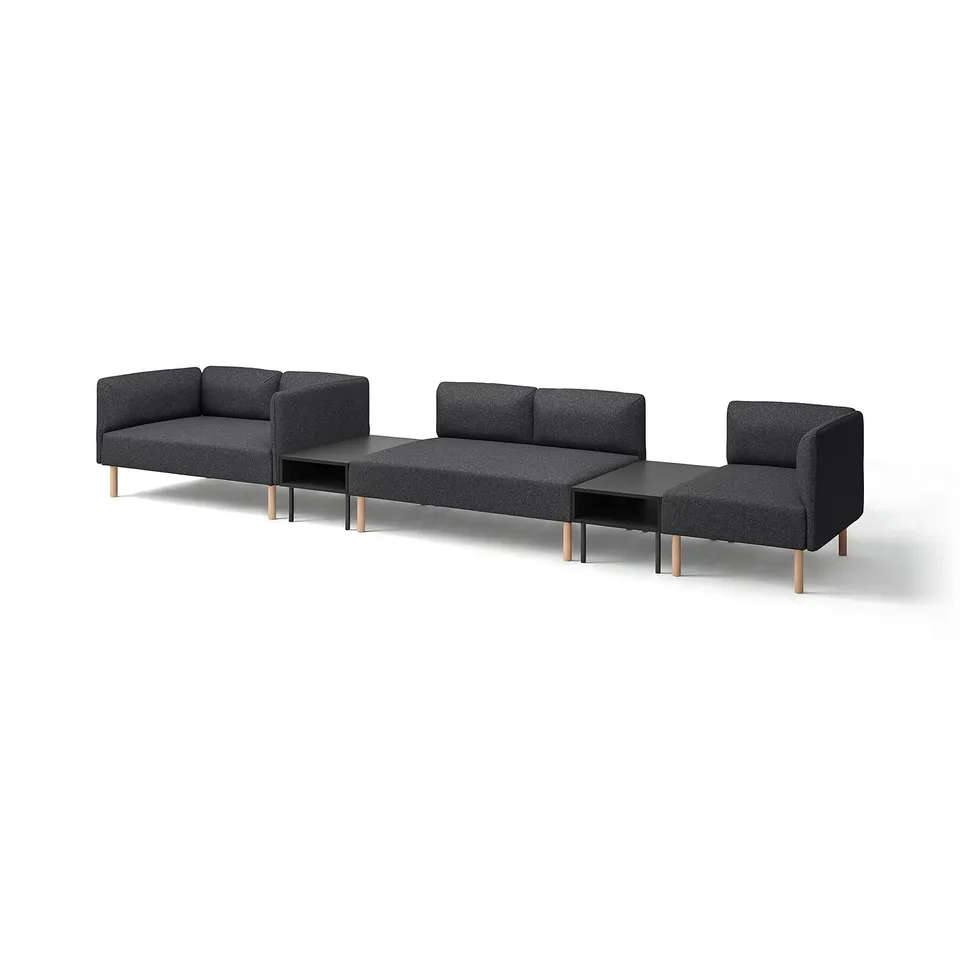 Modern grey LILLEHEM modular sofa set with wooden legs, clean lines, and minimalist design.