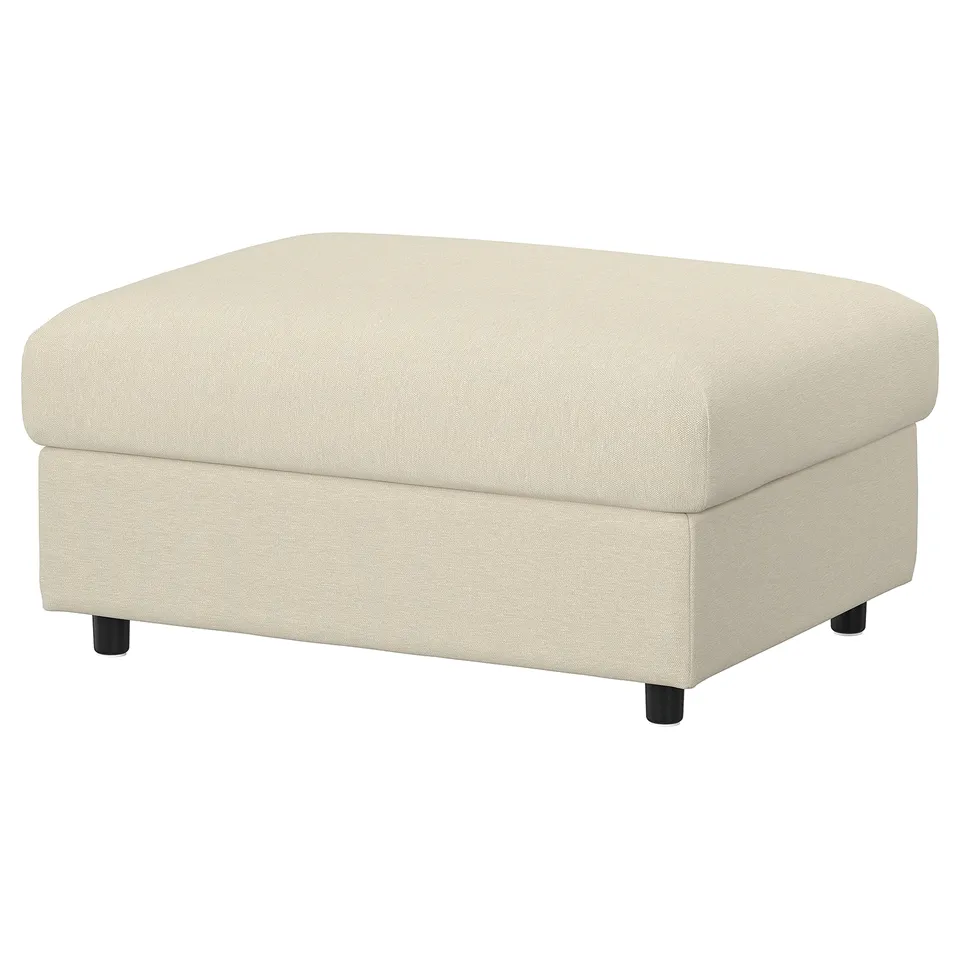 VIMLE Cover for footstool with storage, Knäbäck light beige