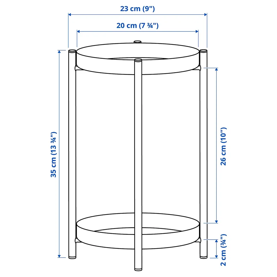 Illustration with measurements for the product: OLIVBLAD.
