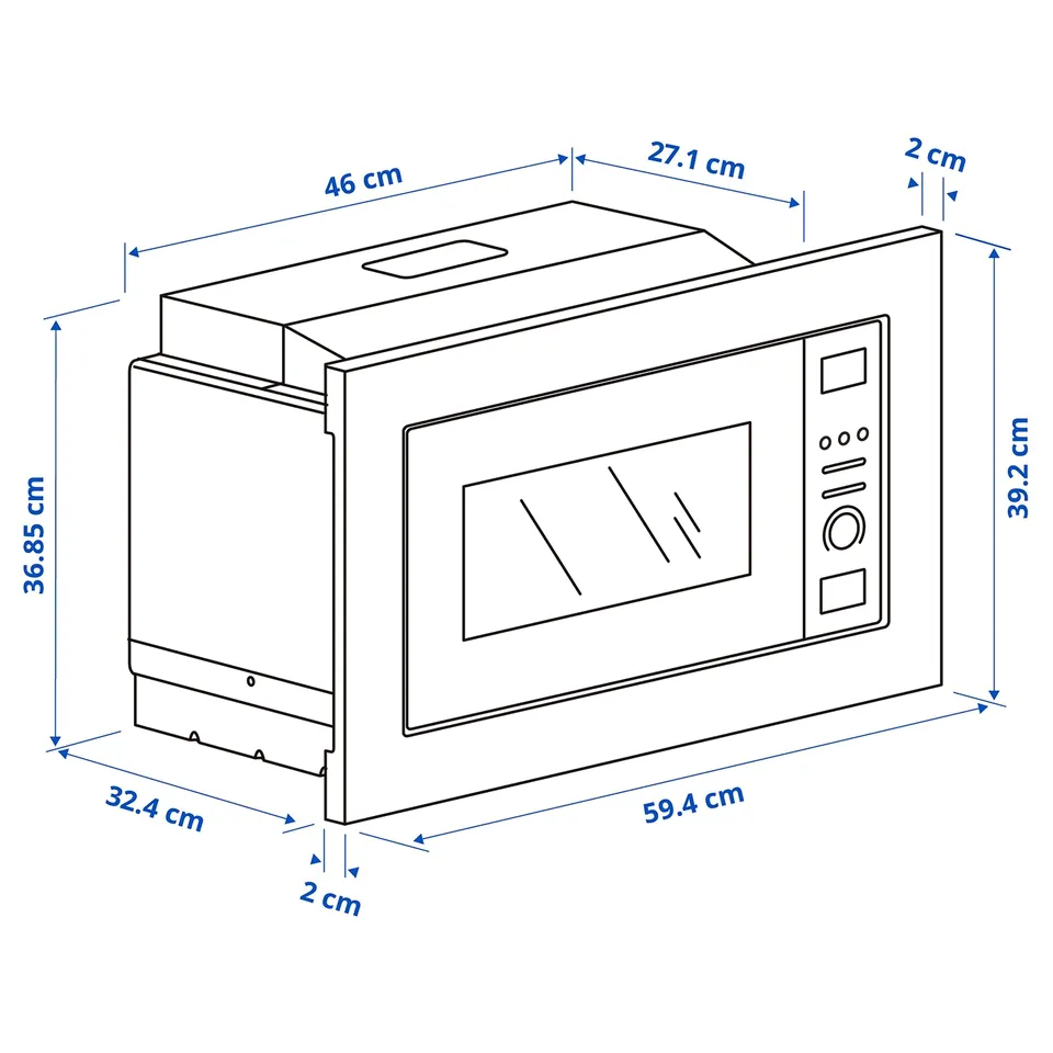 Illustration with measurements for the product: LAGAN.