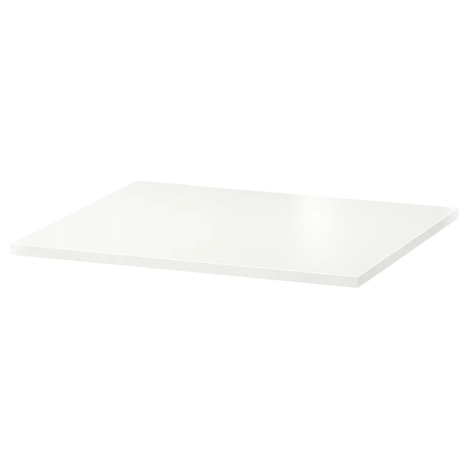 A SPILDRA white top panel. Square shape, made of particleboard with paper foil. Suitable for adding to low frames or as a seat.