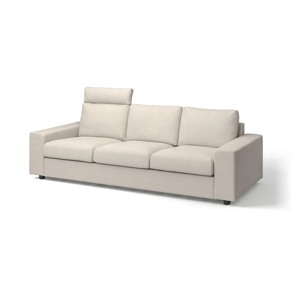 Beige VIMLE sofa, modern design, three-seater, removable upholstery, polyester.