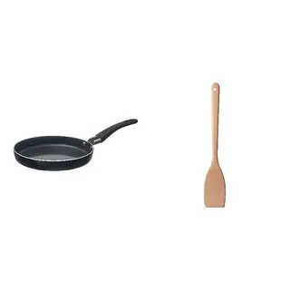 HEMLAGAD/UTFORMA set: frying pan + wok spatula, non-stick coating black + beech, Height 3 cm