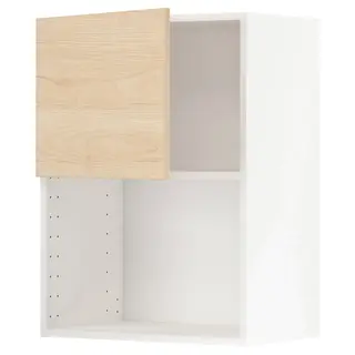 METOD wall cabinet for microwave oven, white/Askersund light ash effect, 60x37x80 cm