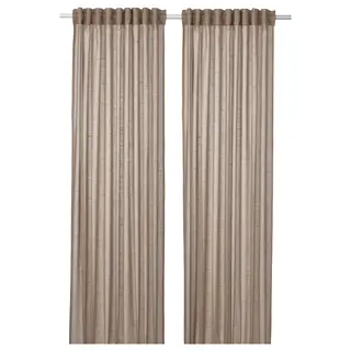 SILVERLÖNN sheer curtains, 1 pair, beige/with heading tape, 145x250 cm