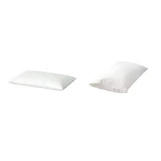 BRUKSVARA/LUDDROS set: pillow, low + pillow protector, Length 50 x Width 80 cm