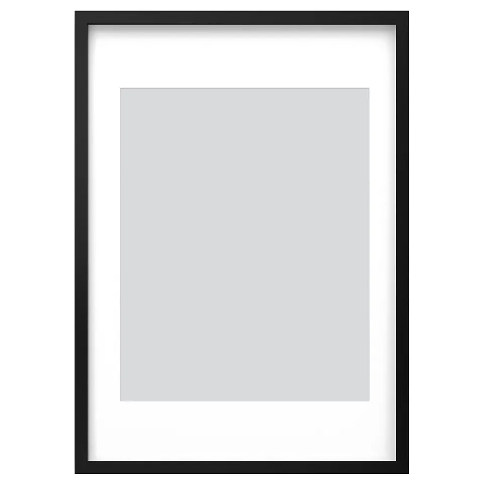 Black RÖDALM picture frame with modern design, suitable for multiple orientations.