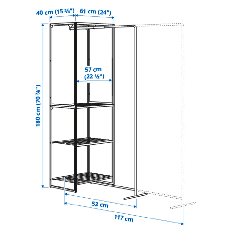 Illustration with measurements for the product: JOSTEIN.