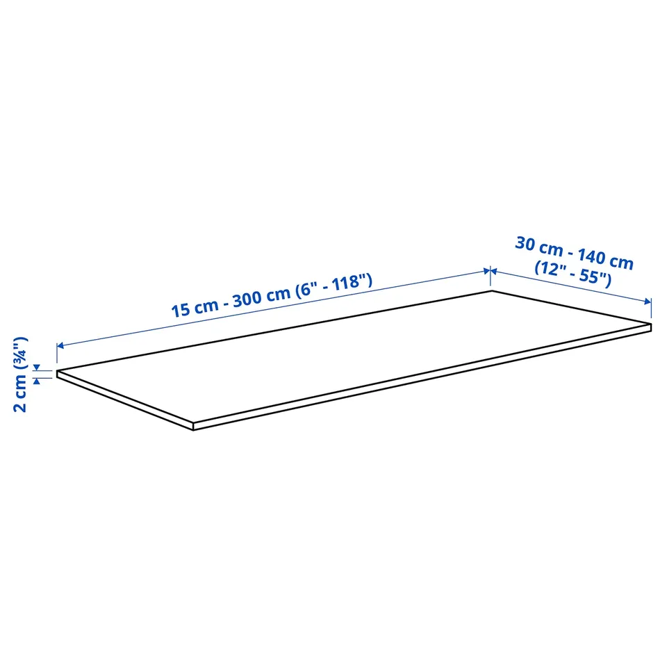 LOCKEBO Custom made worktop, light grey stone effect/glass composite, 1 m²x2.0 cm