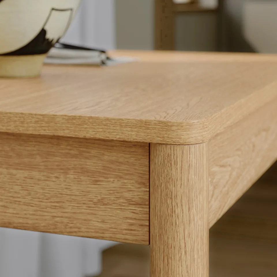 TONSTAD / TONSTAD Table and 2 chairs, oak veneer/Fridtuna light beige oak effect, 80/120x70 cm