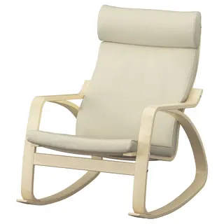 POÄNG rocking-chair, birch/Glose eggshell, Width 68 x Depth 94 x Height 95 cm