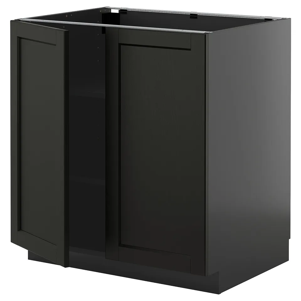 METOD kitchen cabinet, black stained wood, rectangular shape, flat surfaces.