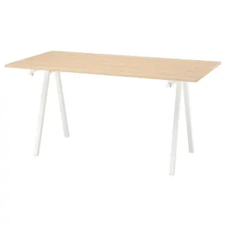 TROTTEN desk, ash effect/white, 160x80 cm