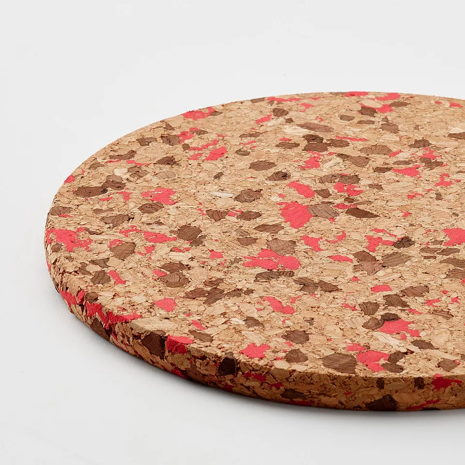 HEAT Pot stand, cork patterned/bright red, 19 cm