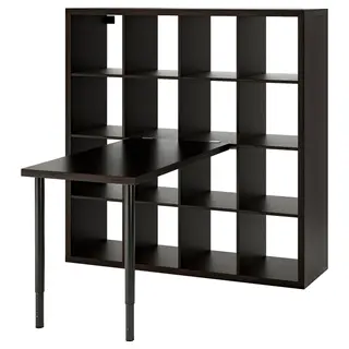 KALLAX / LINNMON desk combination, black/black-brown, 147x139x147 cm