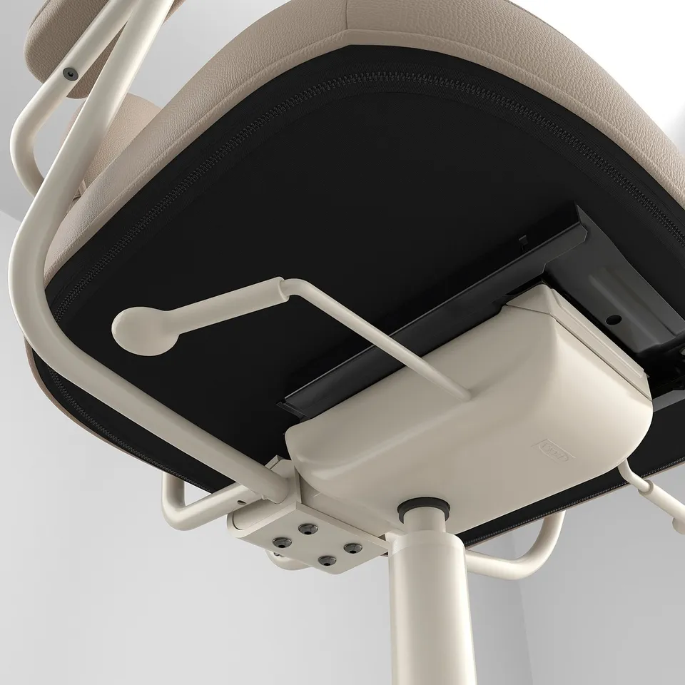 Ergonomic chair base & framework, high-quality materials, white & black detail.