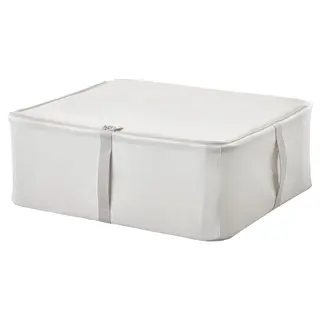 HEMMAFIXARE storage case, fabric striped/white/grey, 44x51x19 cm
