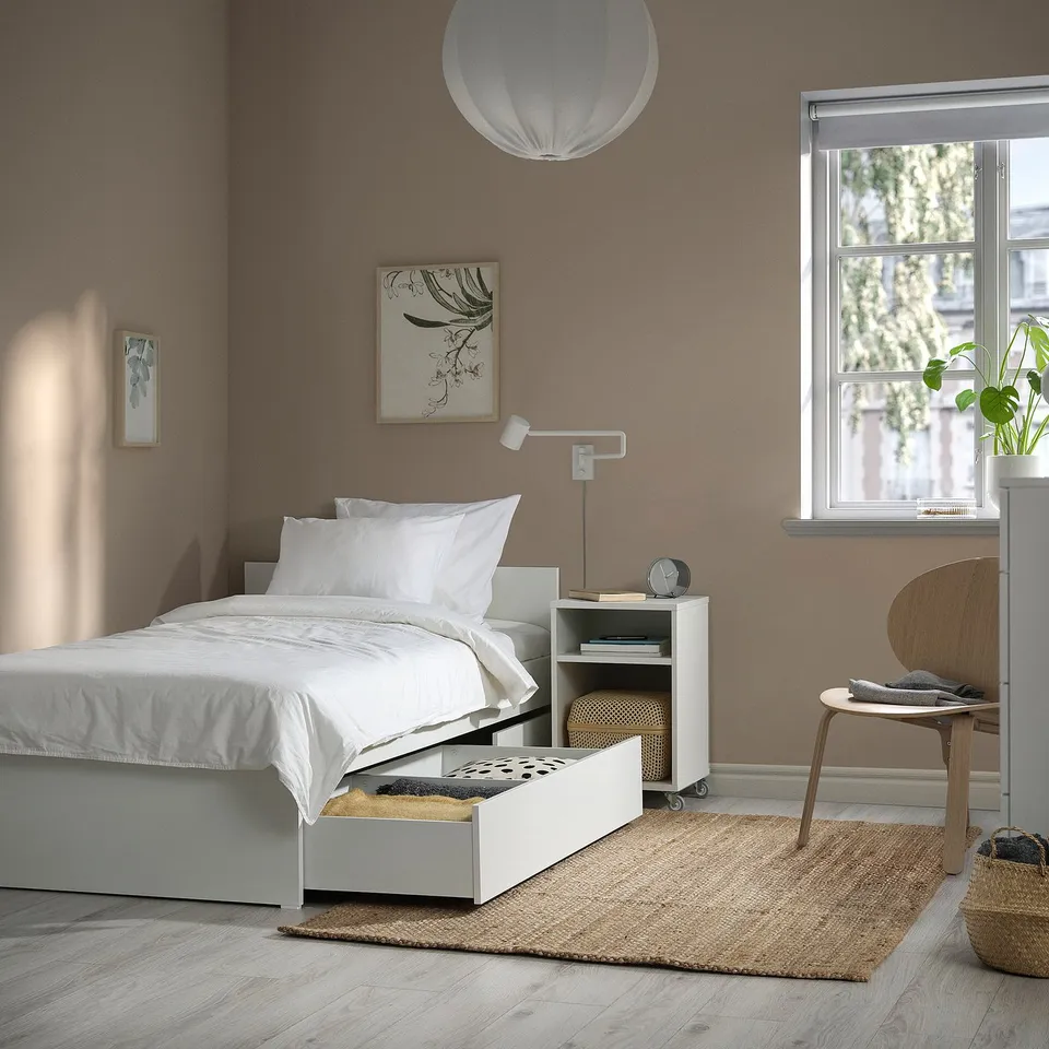part: VIHALS bed frame with 2 storage boxes