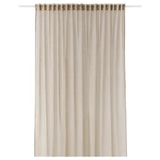 HÄLLEBRÄCKA sheer curtain, 1 piece, light beige/with heading tape, Width 300 x Length 280 cm