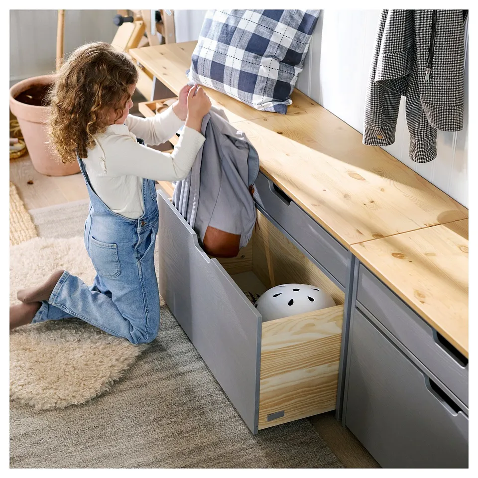 KALLSÖ Storage bench, grey, 80x38x56 cm