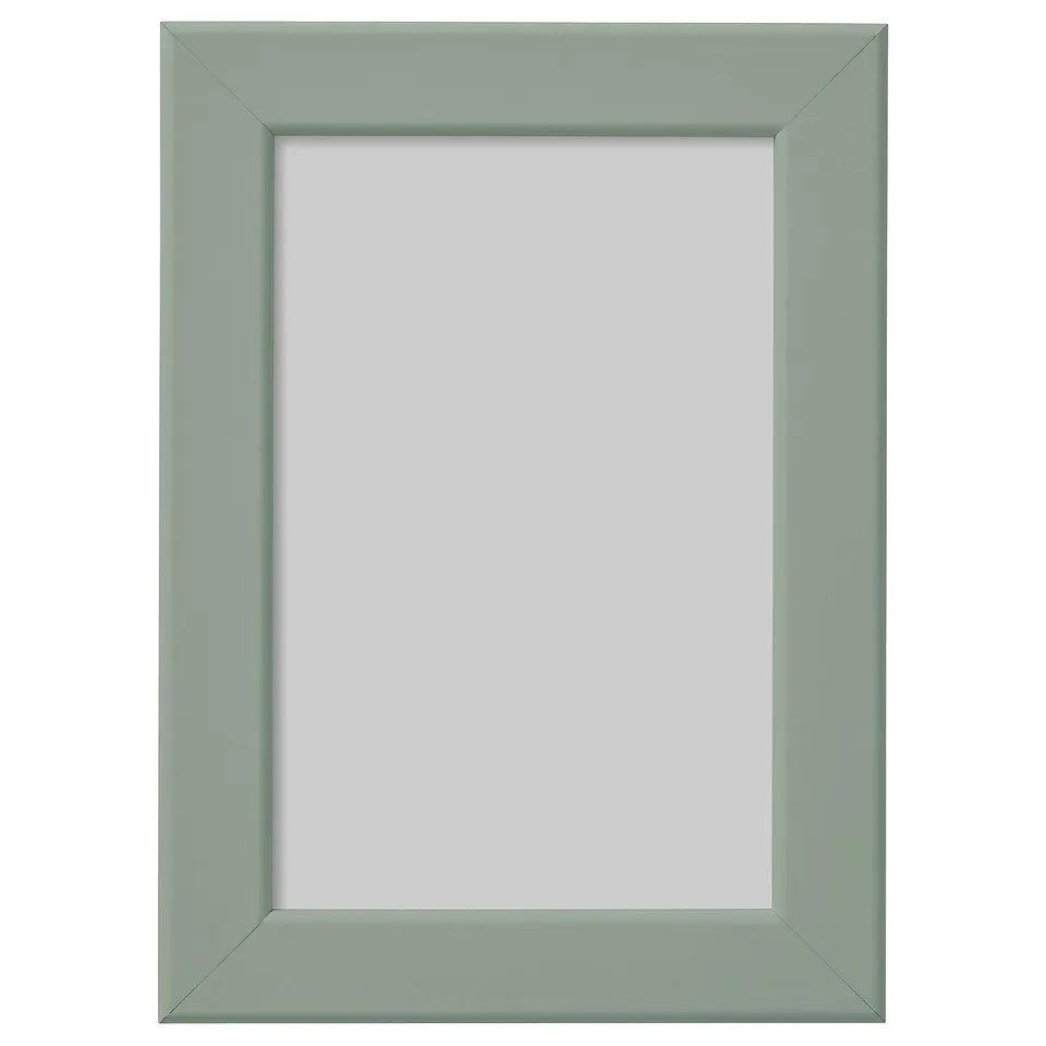 Green FISKBO picture frame. Simple, rectangular design. Lightweight fiberboard, suitable for wall or table display.