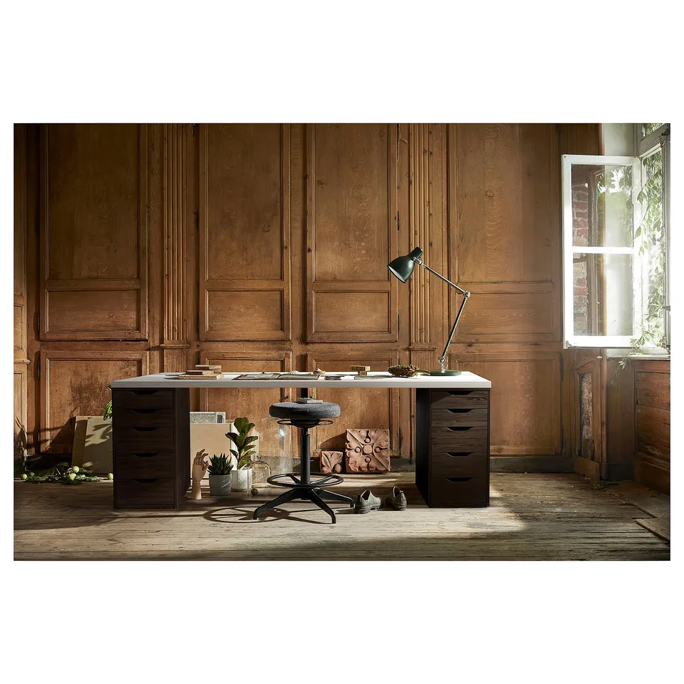 LAGKAPTEN / ALEX Desk, white/black-brown, 200x60 cm