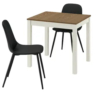 ÅLHULT / NORDMANSSKÄR table and 2 chairs, beige/brown/Bomstad black black, 80x74 cm