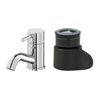 PILKÅN/ÅBÄCKEN set: wash-basin mixer tap + mist nozzle for mixer tap, chrome-plated, Height 10 cm