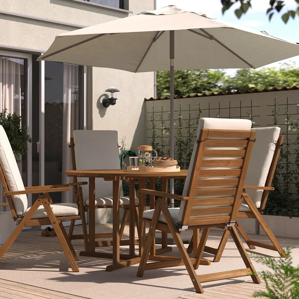 NÄMMARÖ Table, outdoor, light brown stained, 130 cm