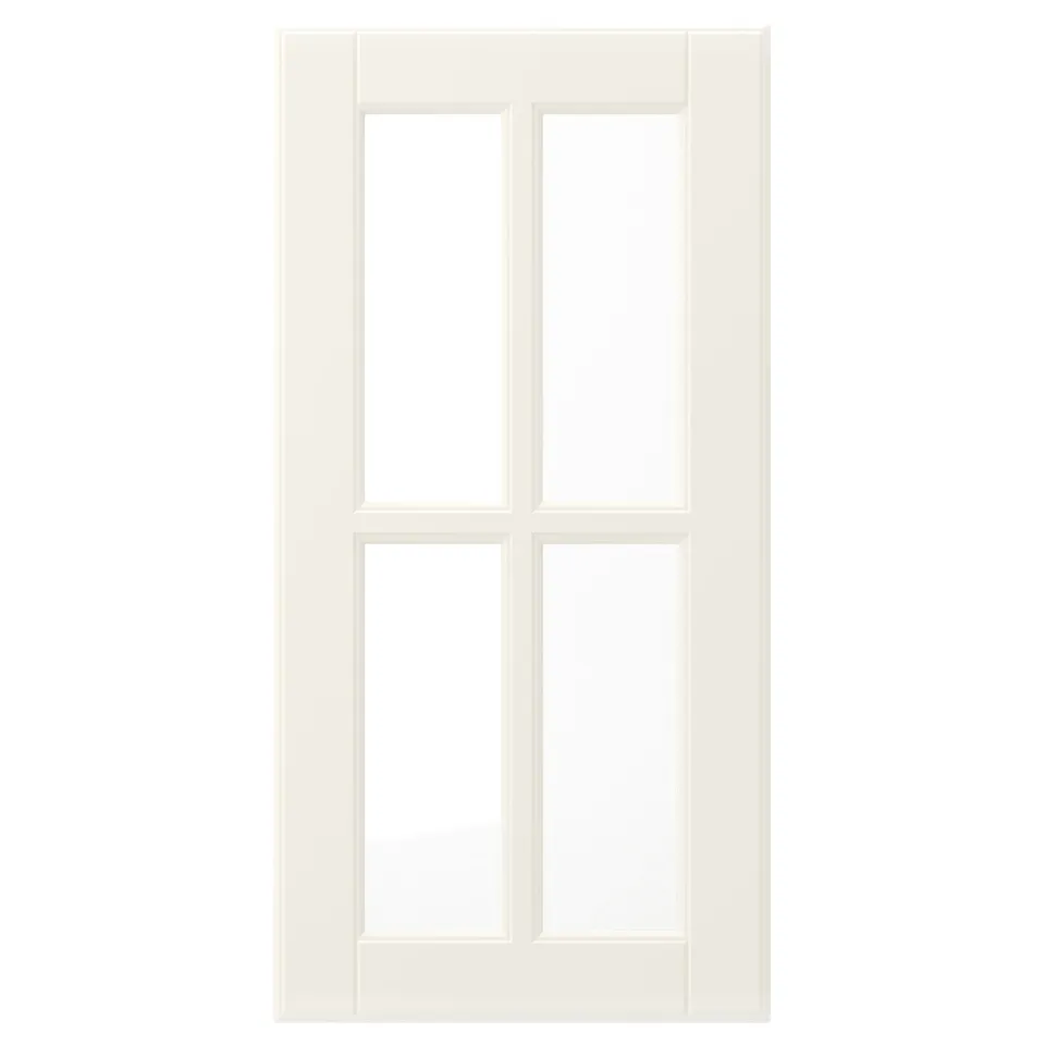 White BODBYN cabinet door with bevelled panels, classic style, lacquered, moisture-resistant, easy to clean.