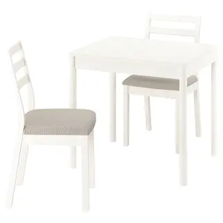 TONSTAD / TONSTAD table and 2 chairs, off-white/off-white Fridtuna light beige, 80/120x70 cm