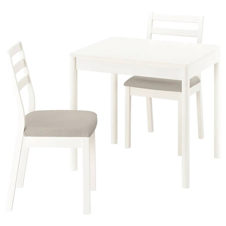 TONSTAD / TONSTAD Table and 2 chairs, off-white/off-white Fridtuna light beige, 80/120x70 cm