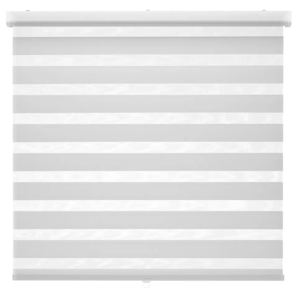 Modern TANDLUNDFLY roller blind, neutral stripes for light control and privacy. Made of recycled materials, cordless with soft-close.