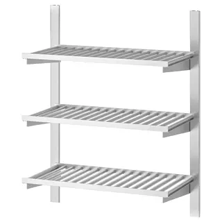 KUNGSFORS suspension rail with shelves, stainless steel, Width 68 x Depth 31 x Height 80 cm