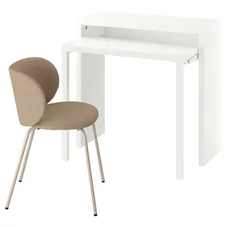 LÄNGDHOPP / KRYLBO desk and chair, white/dark beige, 90x39/71 cm