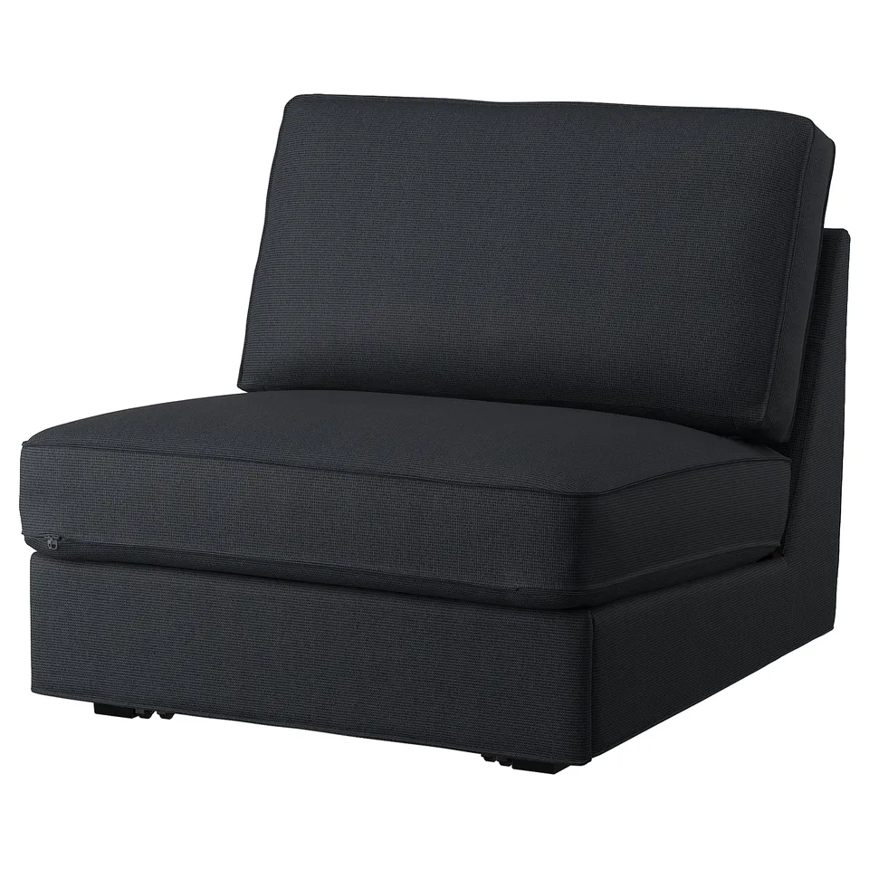KIVIK-modular chair, dark grey, fabric cover, l-shaped, simple design.