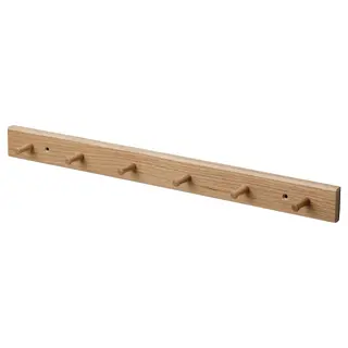 HÖVOLM rack with 6 knobs, oak, Height 5 x Width 57 x Depth 5 cm