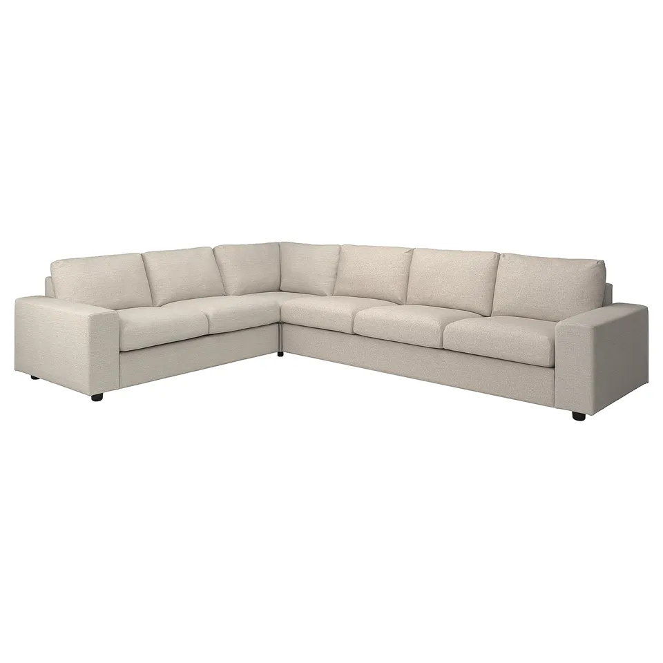 VIMLE large sectional sofa, beige, l-shaped, modern design, plush cushions.