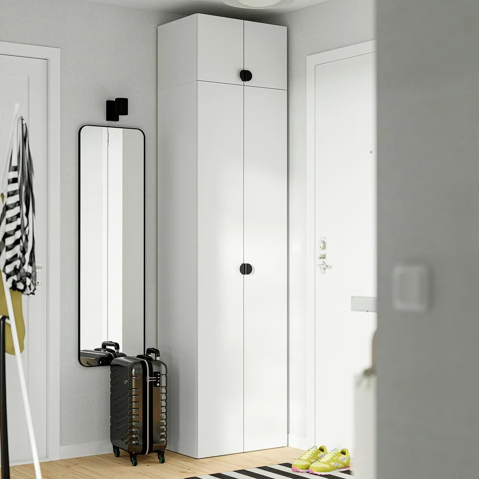 LASTARE Wardrobe combination, white/with height extension unit, 60x42x237 cm